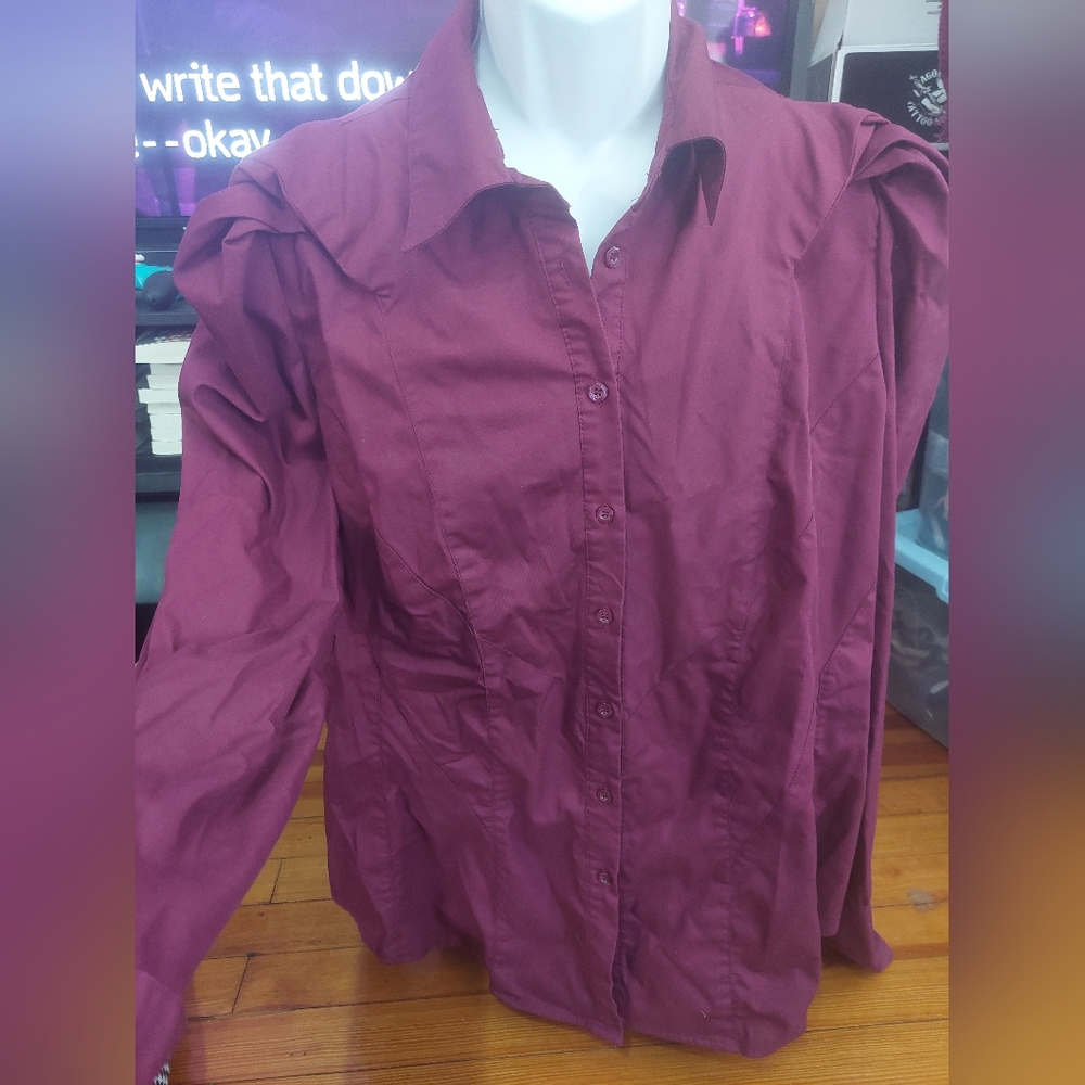 NWOT never‎ worn Ashley Stewart maroon/purpleish long sleeve blouse top size 22